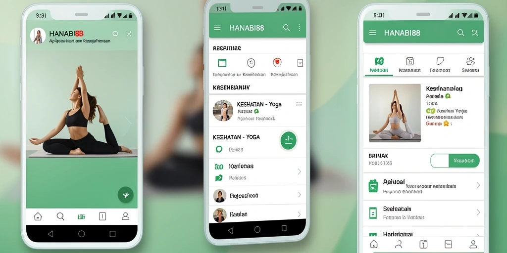Tampilan utama aplikasi Yoga HANABI88 dengan panduan latihan yang jelas.