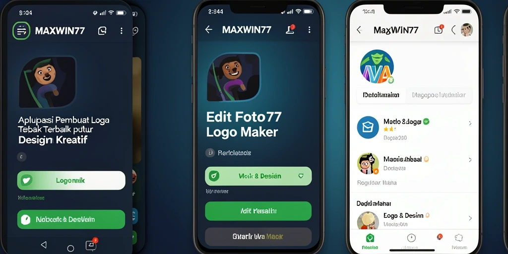 Tampilan antarmuka aplikasi MAXWIN77 untuk membuat logo.