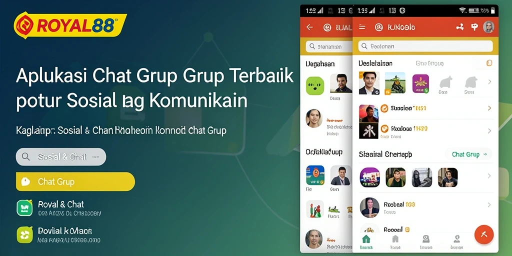 Tampilan antarmuka utama aplikasi ROYAL88 dengan fitur Chat Grup.