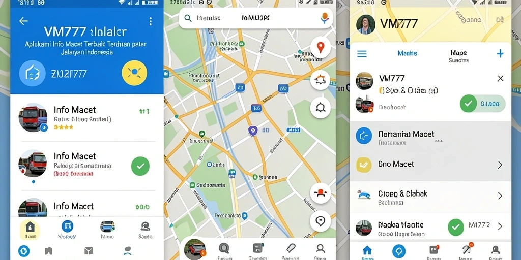 Tampilan antarmuka aplikasi Info Macet VM777 yang informatif.